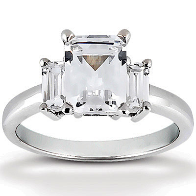 Emerald Cut Prong Set Diamond Engagement Ring (0.66 ct.tw.)