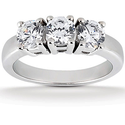 Three Stone Prong Set Diamond Ring With Airlines (1.50 ct..tw.)