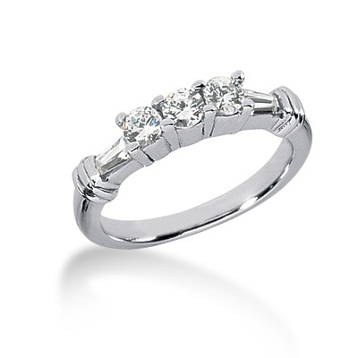 Round and Baguette Cut Bar Set Diamond Bridal Ring (0.69 ct. tw.) - view 1