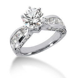 Round & Princess Cut Diamond Engagement Ring  ( 1.94 ct.tw)