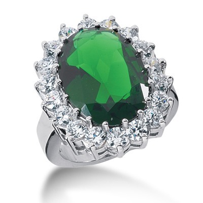Brilliant Diamond Halo Color Stone Ring (1.40 ct.tw.)