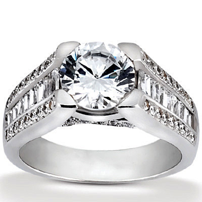 Baguette and Round Cut Diamond Engagement Ring (0.95 ct. t.w.) - view 1