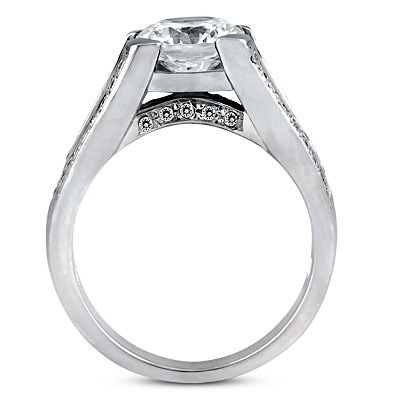 Baguette and Round Cut Diamond Engagement Ring (0.95 ct. t.w.) - view 2