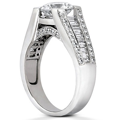 Baguette and Round Cut Diamond Engagement Ring (0.95 ct. t.w.) - view 3