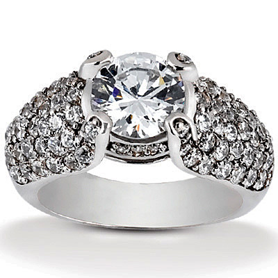 Round Cut Pave Set Diamond Engagement Ring (1.50 ct. tw.) - view 1