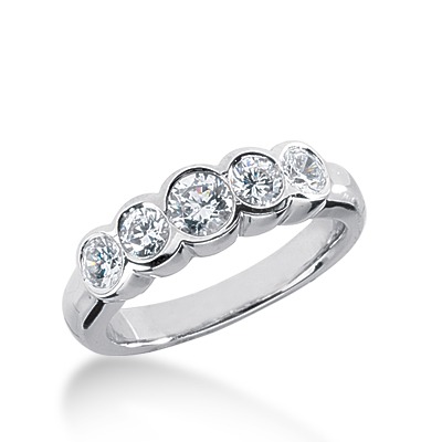 1.00 ct. Bezel Set Five-Stone Diamond Wedding Band