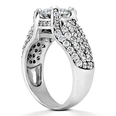 Round Cut Pave Set Diamond Engagement Ring (1.50 ct. tw.) - view 3