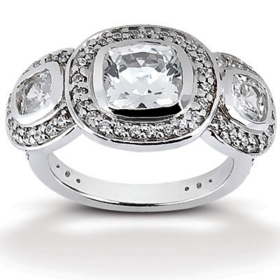 0.80 ct. Cushion Cut Bezel Set Diamond Engagement Ring - view 1