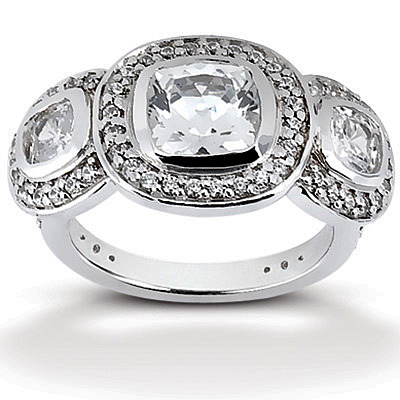 0.80 ct. Cushion Cut Bezel Set Diamond Engagement Ring thumbnail 1