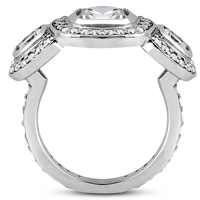 0.80 ct. Cushion Cut Bezel Set Diamond Engagement Ring thumbnail 2