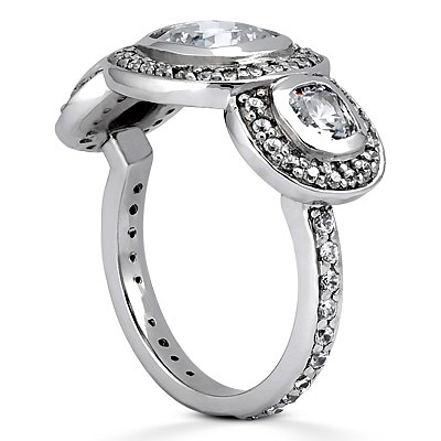 0.80 ct. Cushion Cut Bezel Set Diamond Engagement Ring - view 3