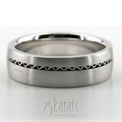 Wave Design Round Handcrafted Wedding Ring  - main view thumbnail