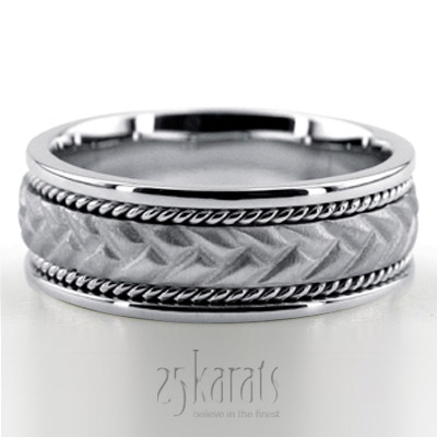 Unique Ridged Handmade Wedding Ring  - main view