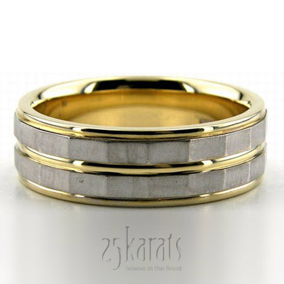 Cornered Two-Color Fancy Wedding Ring  - main view