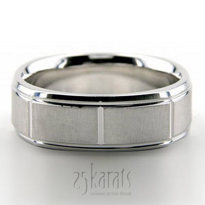 Stylish Brushed Four Sided Wedding Band  - main view thumbnail
