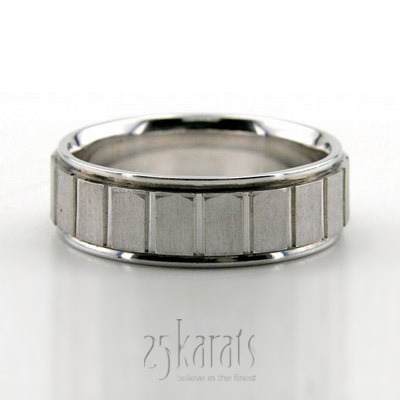 Grooved Comfort Fit Diamond Carved Wedding Ring  - view 1 of 1