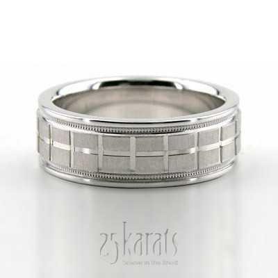 Stylish Milgrain Basic Carved Wedding Band 