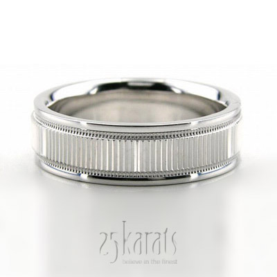 Suave Striped Diamond Cut Wedding Band  - main view