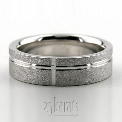 Modern Cross Stone Finish Wedding Ring  - view 2 thumbnail