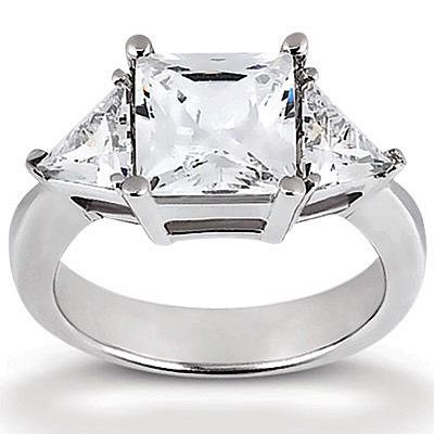 Trillion and Princess Cut Prong Set Diamond Engagement Ring (1.00 ct. t.w.)