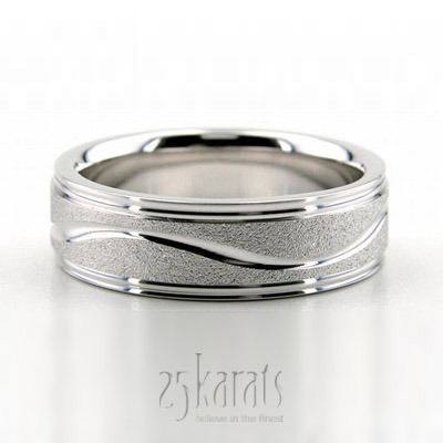 Wavy Stoned Bright Edge Wedding Band  - main view thumbnail