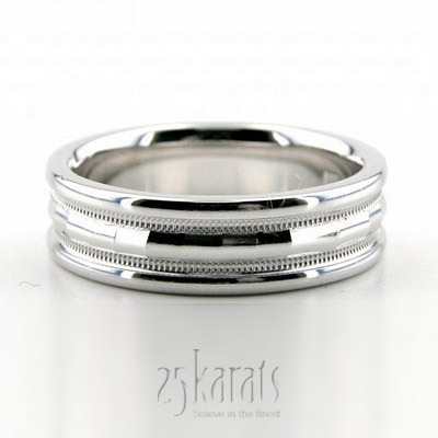 Exquisite Grooved Fancy Carved Wedding Ring  - main view thumbnail
