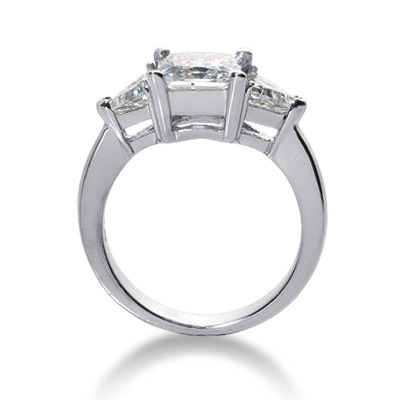 Trillion and Princess Cut Prong Set Diamond Engagement Ring (1.00 ct. tw.) thumbnail 2