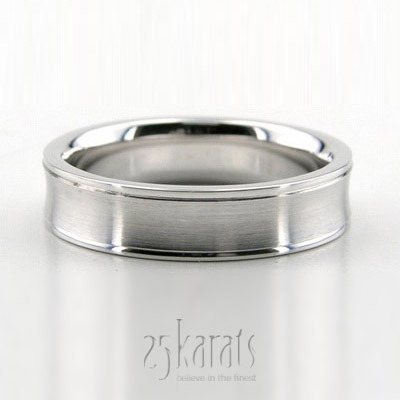 Concave Satin Carved Design Wedding Band  - main view