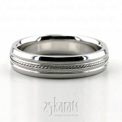 Fine Braid Motif Diamond Carved Wedding Ring  - main view