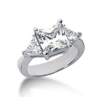 Trillion and Princess Cut Prong Set Diamond Engagement Ring (1.00 ct. tw.) thumbnail 3
