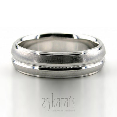 Round Style Diamond Cut Wedding Band 