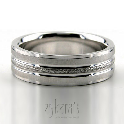 Solid Brushed Milgrain Wedding Ring  - main view thumbnail