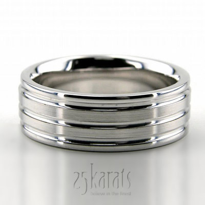 Fine Grooved Style Fancy Design Wedding Band  - main view thumbnail