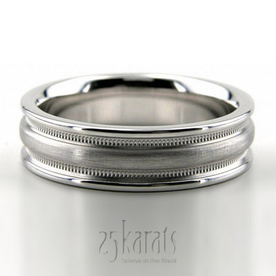 Incised Satin Milgrain Wedding Ring  - main view