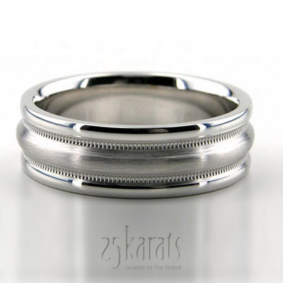 Simple Milgrain Basic Carved Wedding Band - main view