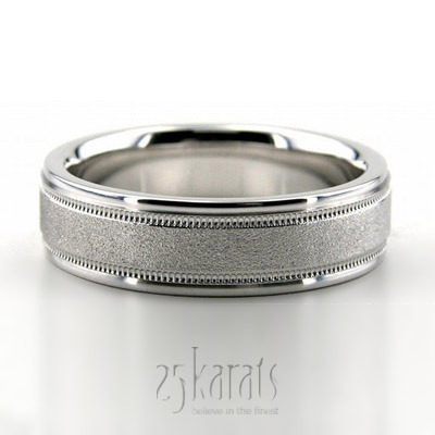 Classic Flat Stone Finish Basic Design Wedding Band 