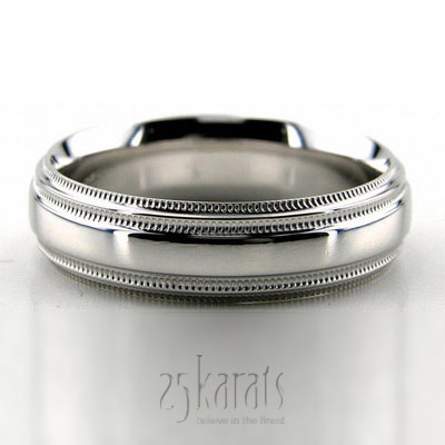 Step Edge Double Milgrain Wedding Ring 