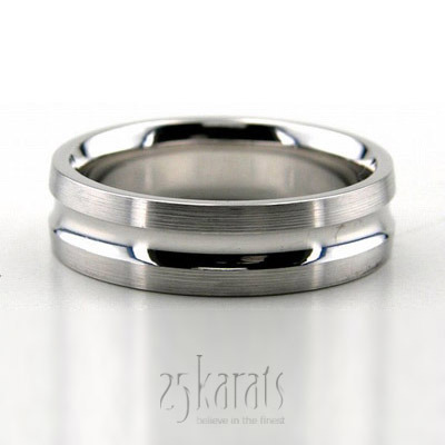Chic Concave Cut Carved Design Wedding Ring  - main view