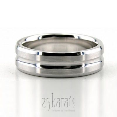 Contemporary Beveled Edge Basic Carved Wedding Band  - main view thumbnail