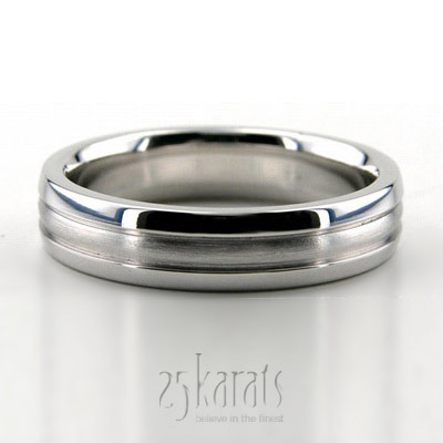 Simple Bright Edge Carved Design Wedding Band  - main view thumbnail