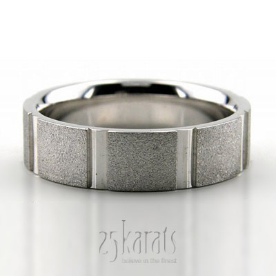 Grooved Stone Finish Carved Design Wedding Ring  - main view