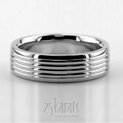 Elegant Parallel Cut Fancy Design Wedding Ring  - main view