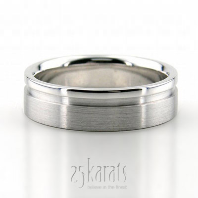 Simple Flat Brushed Wedding Band   - main view