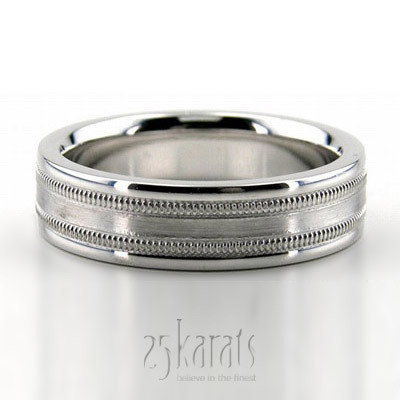 Shiny Edge Flat Milgrain Wedding Ring  - main view thumbnail