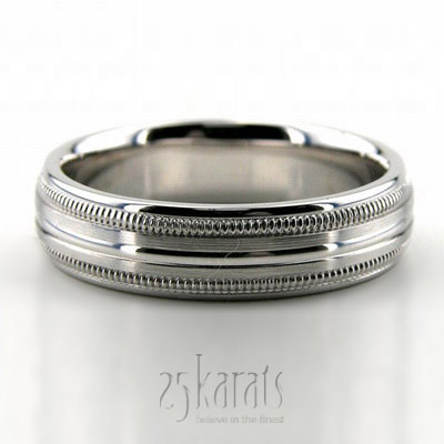 Exclusive Milgrain Diamond Carved Wedding Ring  - main view thumbnail