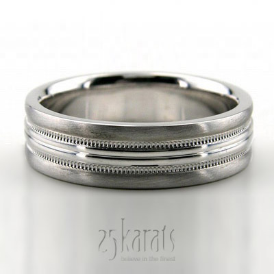 Sturdy Matte Edge Carved Design Wedding Band  - main view thumbnail