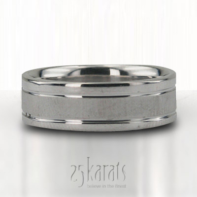 Classic Square Brush Finish Wedding Band  - main view