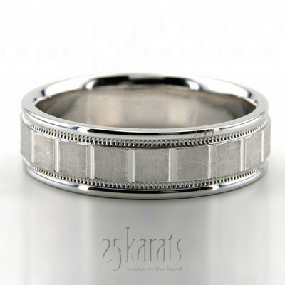 Classic Rectangular Cut Milgrain Wedding Ring  - main view