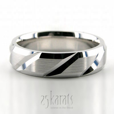 Extravagant Angled Cut Fancy Design Wedding Band  - main view