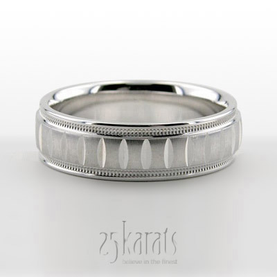 Fish-eye Cut Brushed Basic Design Wedding Ring  - main view